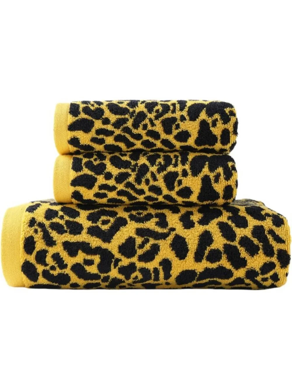 3-Piece Leopard Bath Towel Set - Quick-Drying, 100% Cotton, Oeko-TEX Certified